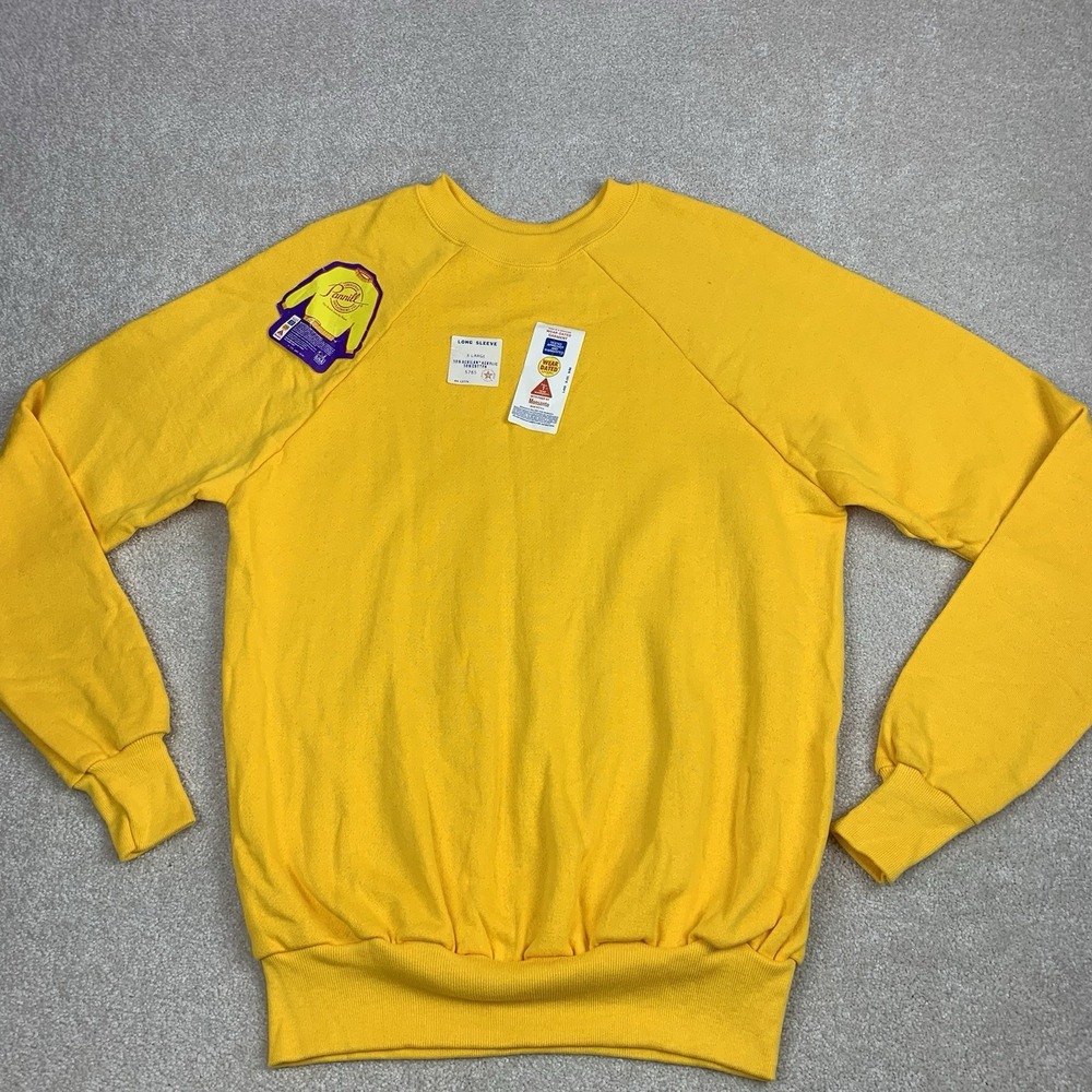 Pannill Sweatshirt Mens XL Yellow Vintage 80s Deadstock Raglan 20/20 Sport USA